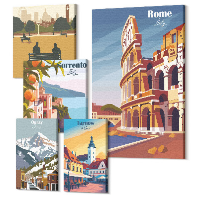 Sada 5 obrazů Krajiny evropských měst a malebné výhledy