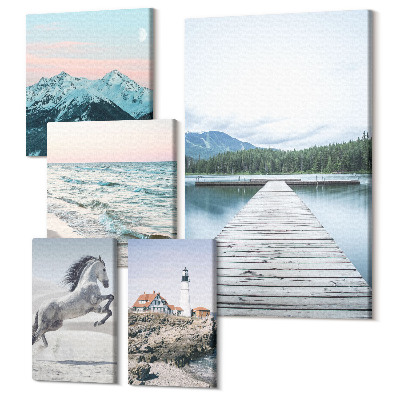 Sada 5 obrazů Příroda a krajina v harmonickém souboru dekorací