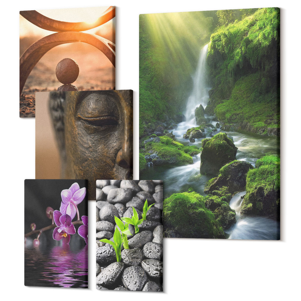 Sada obrazů pentaptych Harmonie přírody a klidu v minimalistickém stylu