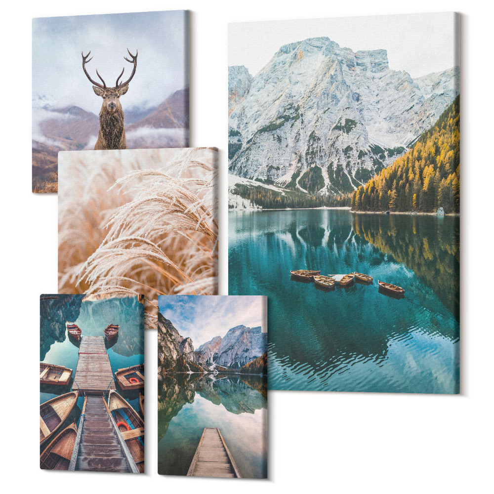 Sada obrazů na zeď pentaptych Horská krajina a přírodní krásy