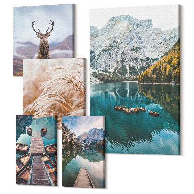 Sada obrazů na zeď pentaptych Horská krajina a přírodní krásy