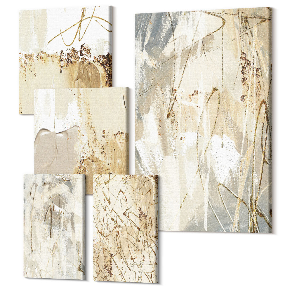 Sada 5 obrazů Abstraktní kompozice v moderním a minimalistickém stylu