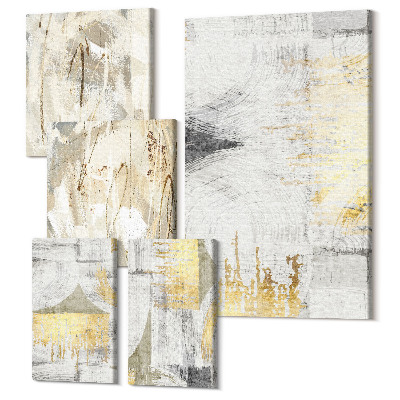 Sada 5 obrazů Stylové abstraktní kompozice s geometrickými vzory