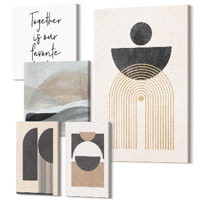 Sada 5 obrazů Abstraktní geometrické tvary inspirované přírodou