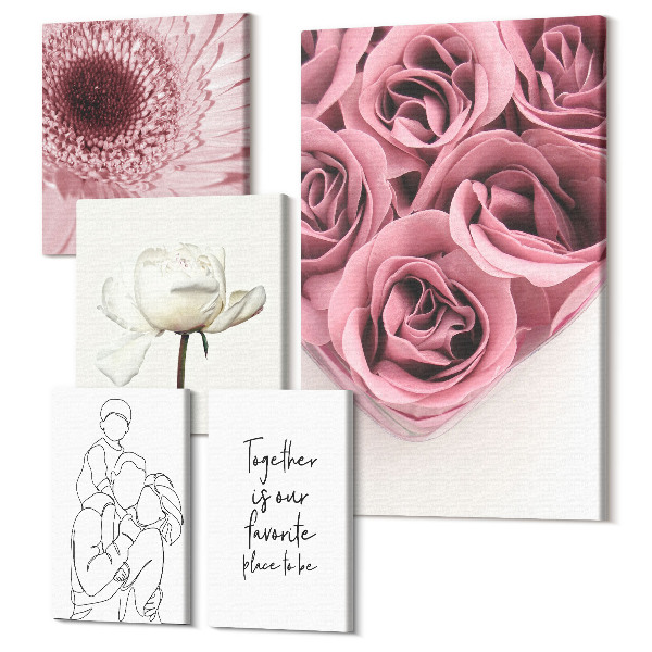 Sada obrazů pentaptych Květinové inspirace v romantickém boho stylu