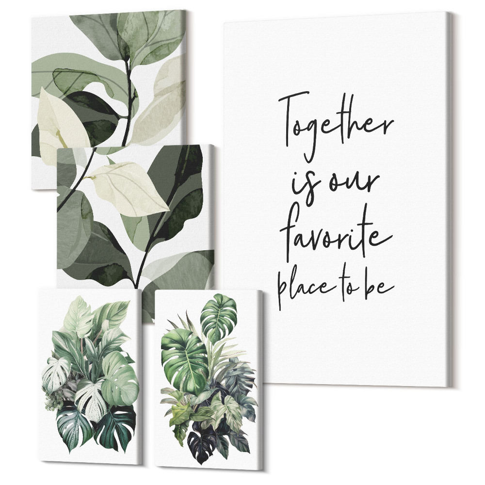 Sada 5 obrazů Rostlinné inspirace v moderním a minimalistickém stylu