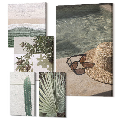 Sada 5 obrazů Letní akcenty s vegetací a relaxací u vody
