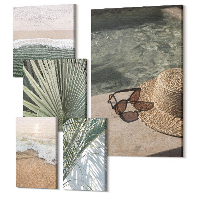 Sada 5 obrazů Stylová prázdninová témata pro relaxaci u vody