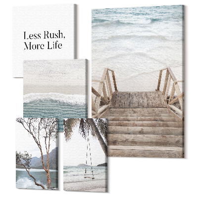 Sada obrazů pentaptych Klidné pláže a relaxační výhled na moře