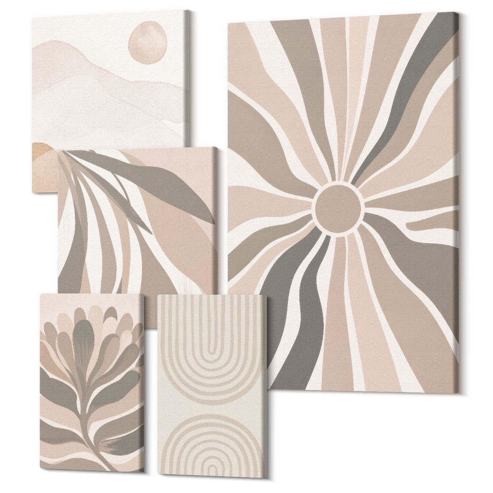Sada obrazů pentaptych Stylové abstraktní kompozice v odstínech přírody