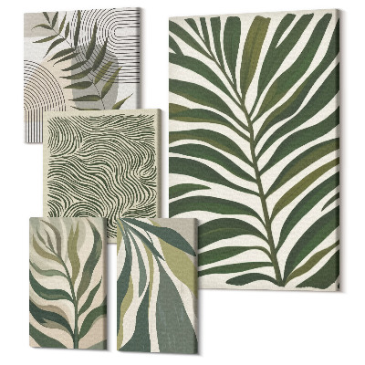 Sada 5 obrazů Rostlinné vzory v moderním a minimalistickém stylu