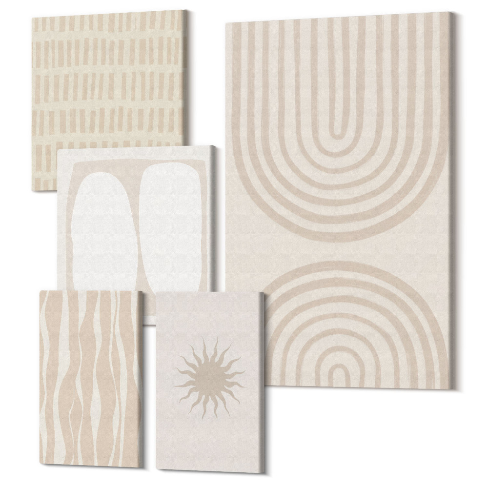 Sada obrazů pentaptych Stylové abstraktní formy v odstínech přírody