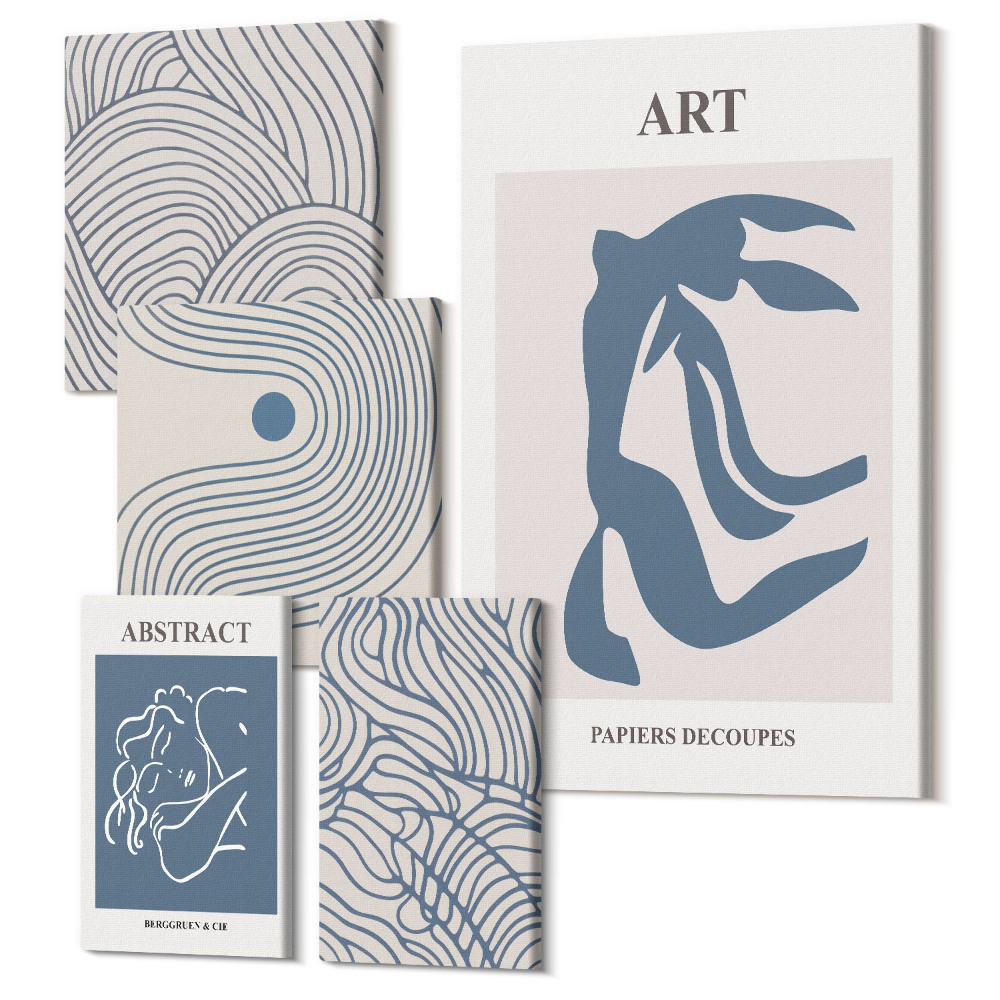 Sada 5 obrazů Abstraktní formy a linie v moderním stylu