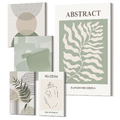 Sada 5 obrazů Stylové abstraktní kompozice s rostlinnými motivy