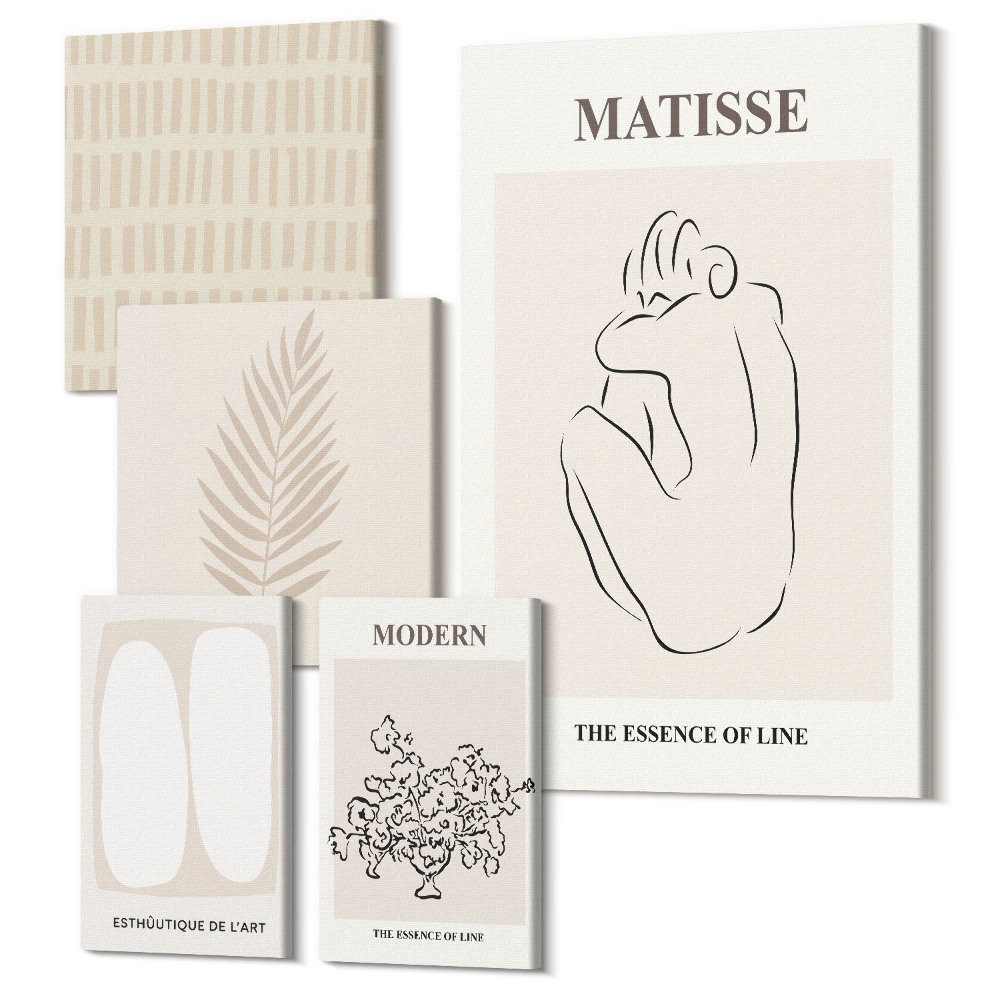 Sada 5 obrazů Minimalistický styl, linie a tvary v moderní verzi