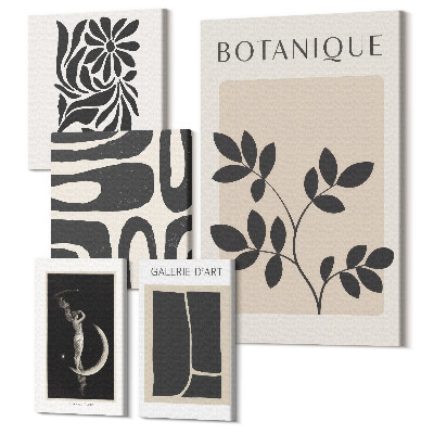 Sada 5 obrazů Moderní rostlinné motivy v minimalistickém stylu