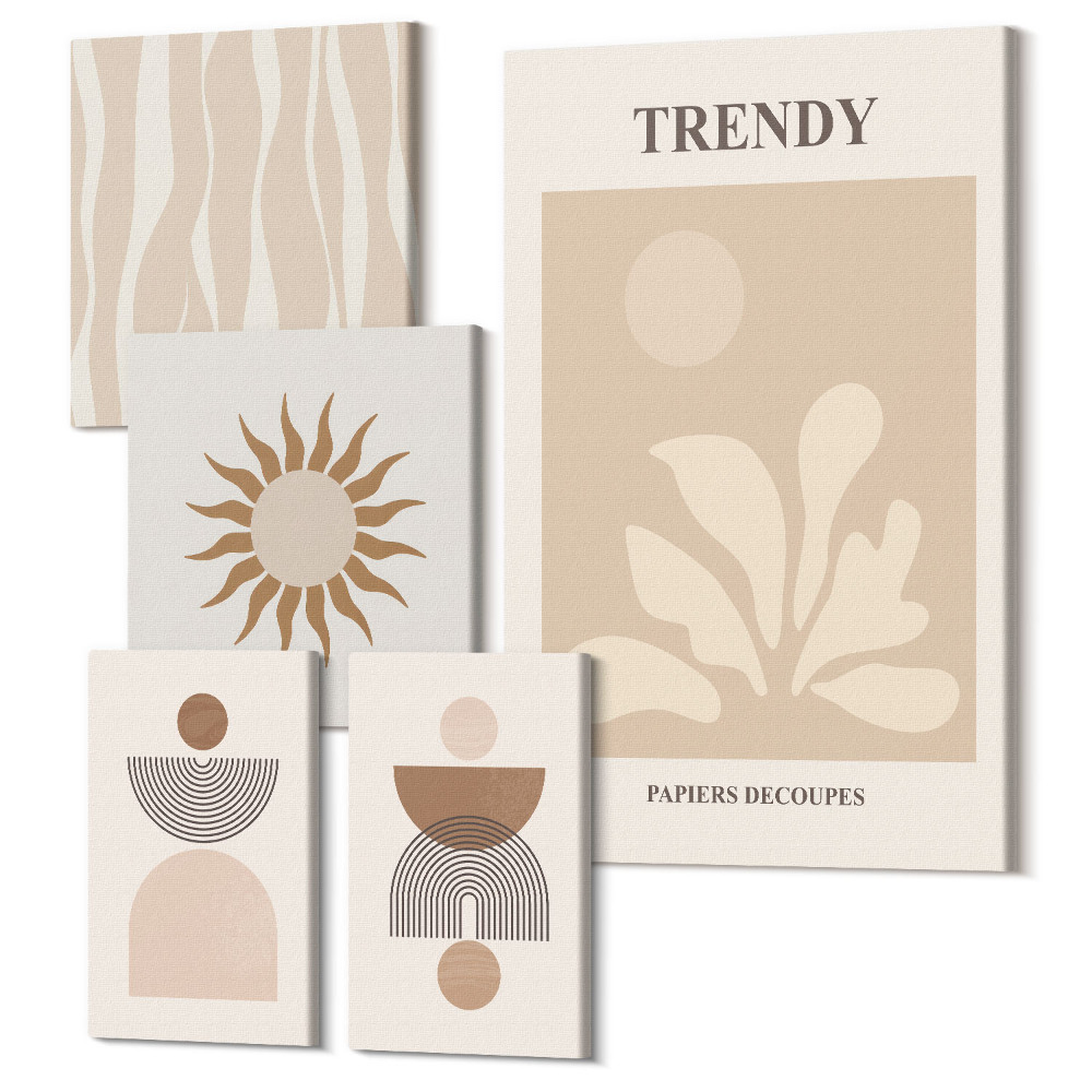 Sada 5 obrazů Stylové dekorace v odstínech abstraktních forem a tvarů