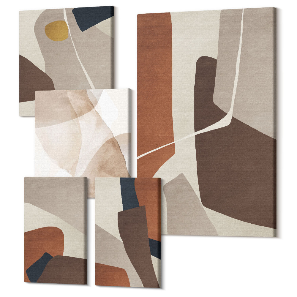 Sada 5 obrazů Abstrakce strukturálních tvarů v moderním stylu