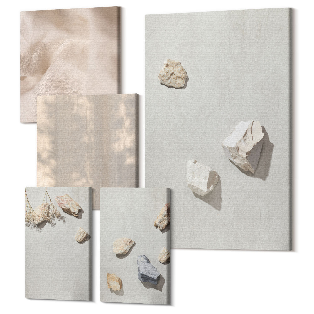 Sada 5 obrazů Boho beach stones minimalistické dekorace