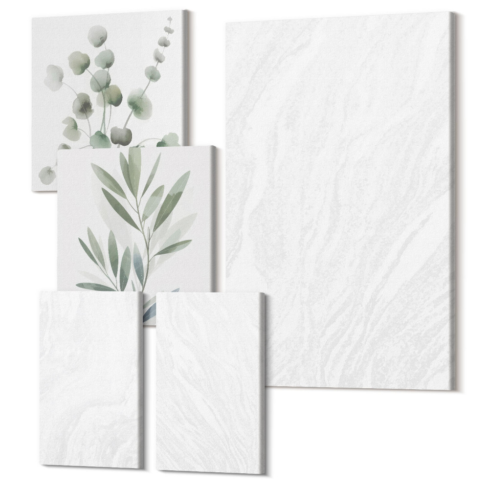 Sada 5 obrazů Elegantní mramorová lineární kamenná struktura pastelové větve