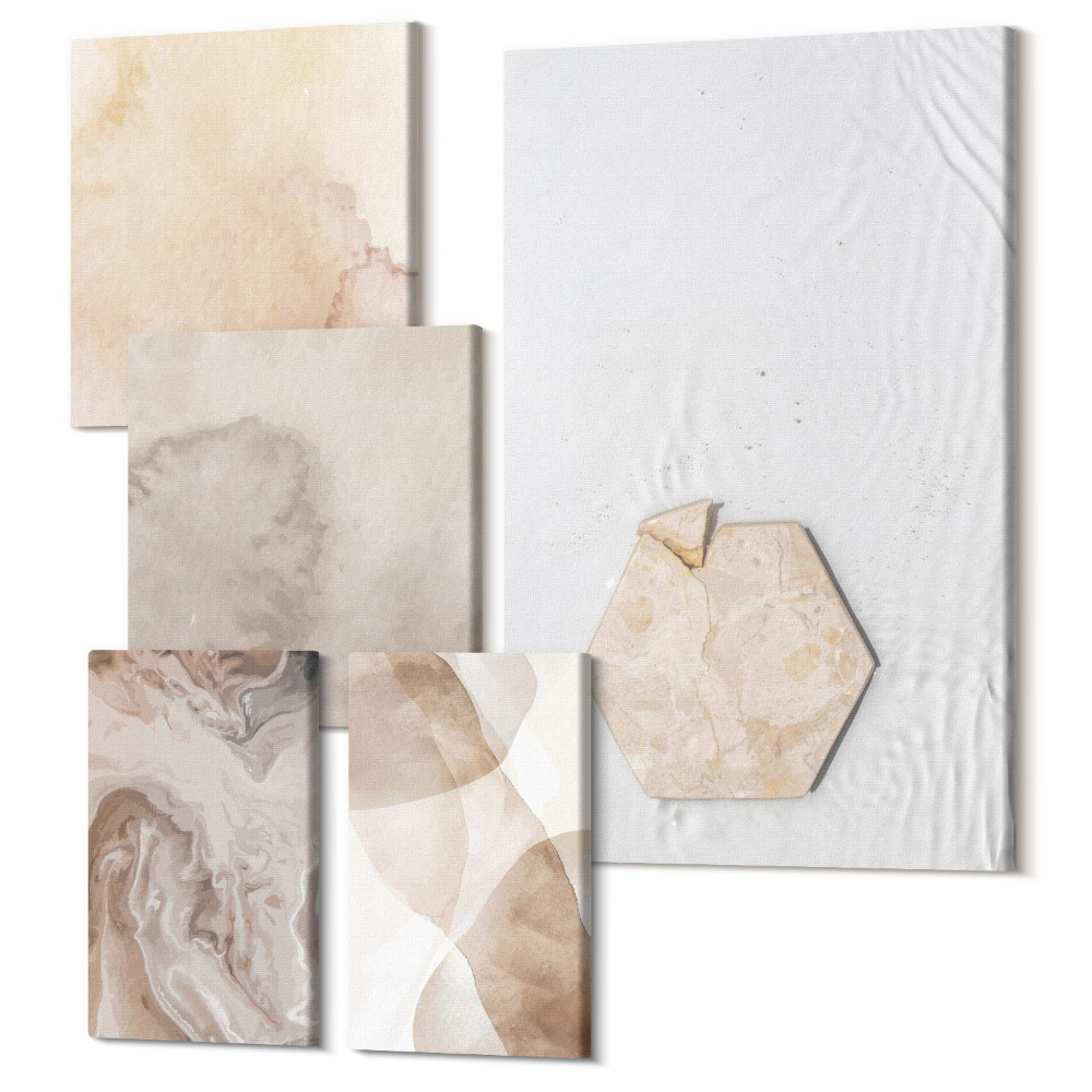 Sada 5 obrazů Designová abstrakce inspirovaná přírodou