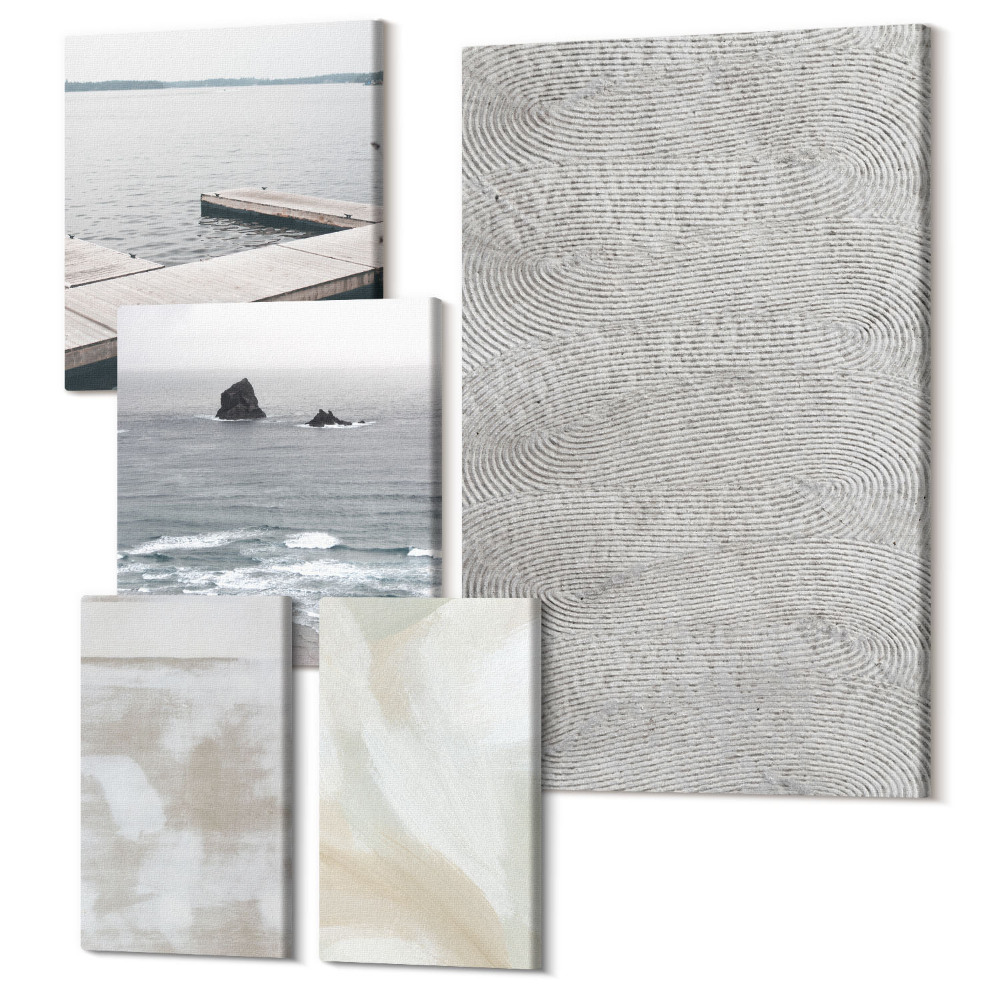 Sada obrazů na zeď pentaptych Abstrakce v designu, moderní malba textury