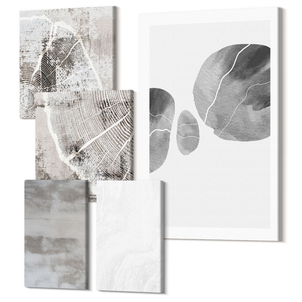 Sada 5 obrazů Abstraktní tvary a struktury moderního stylu