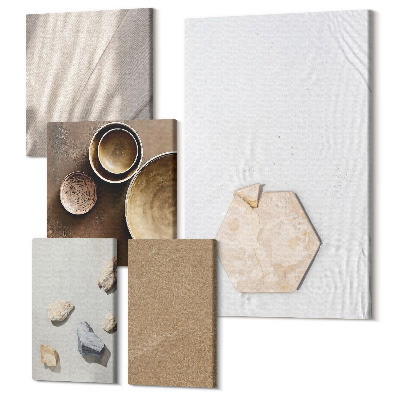 Sada obrazů na zeď pentaptych Minimalistické textury v teplých barvách