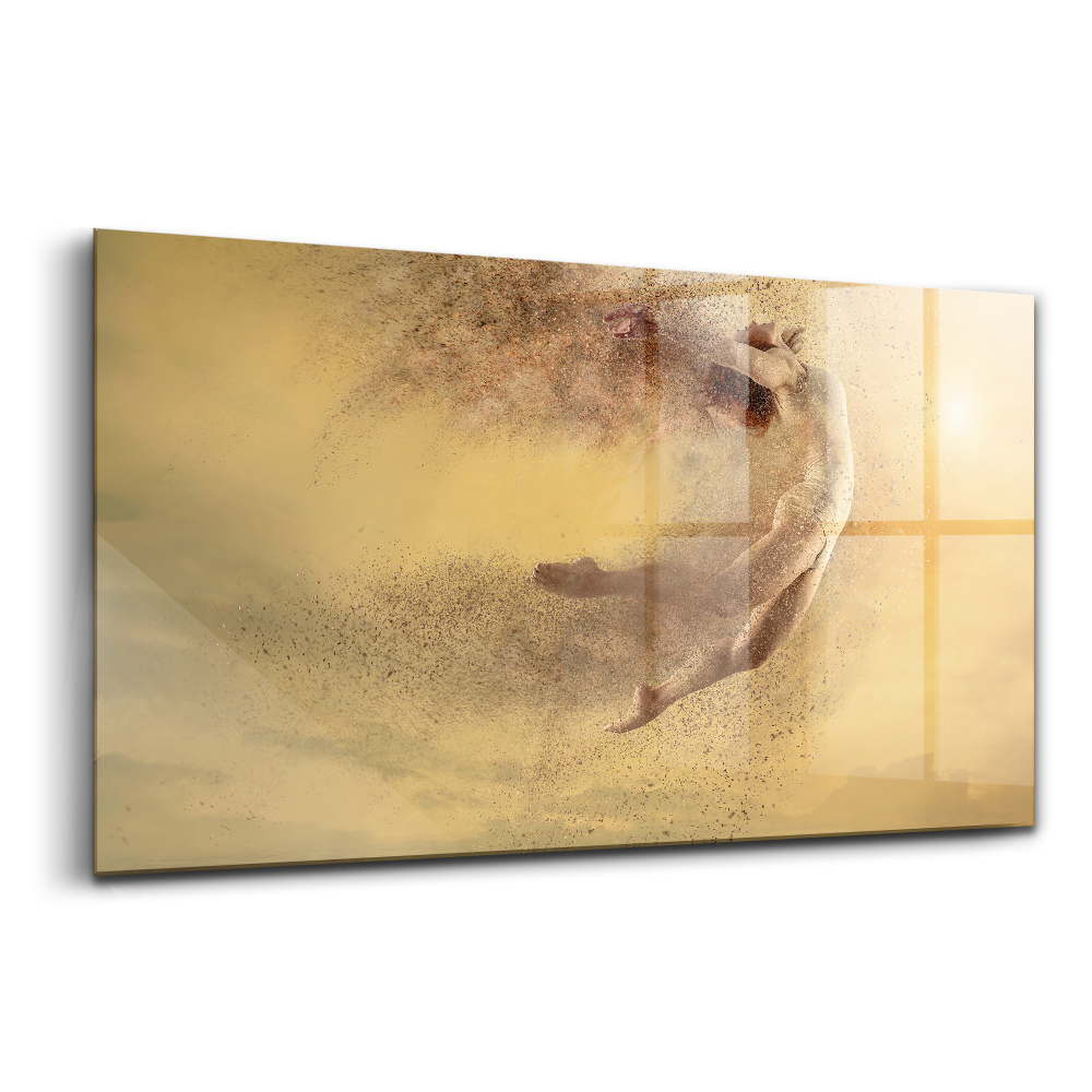 Skleněný obraz Žena v dynamické skákající postavě