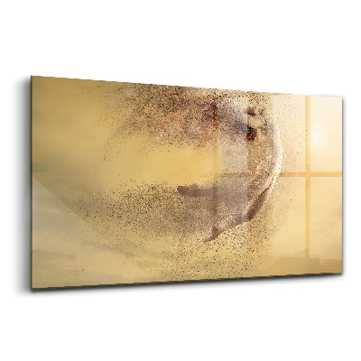 Skleněný obraz Žena v dynamické skákající postavě