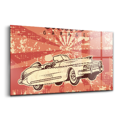 Skleněný obraz na stěnu Grunge vintage retro auto
