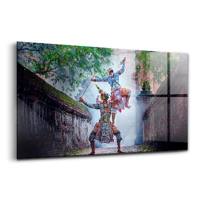 Skleněný obraz na zeď Thajsko tančí v maskách