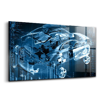 Skleněný obraz na stěnu Ilustrace rozloženého automobilu