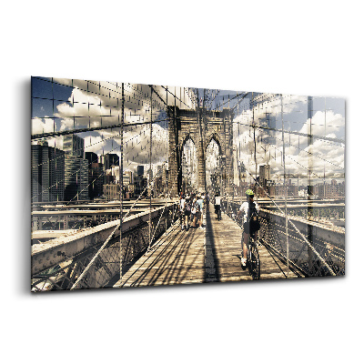Skleněný obraz Pohled na Brooklynský most v New Yorku