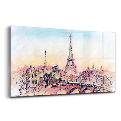 Obraz ze skla Malovaný pohled na Paříž