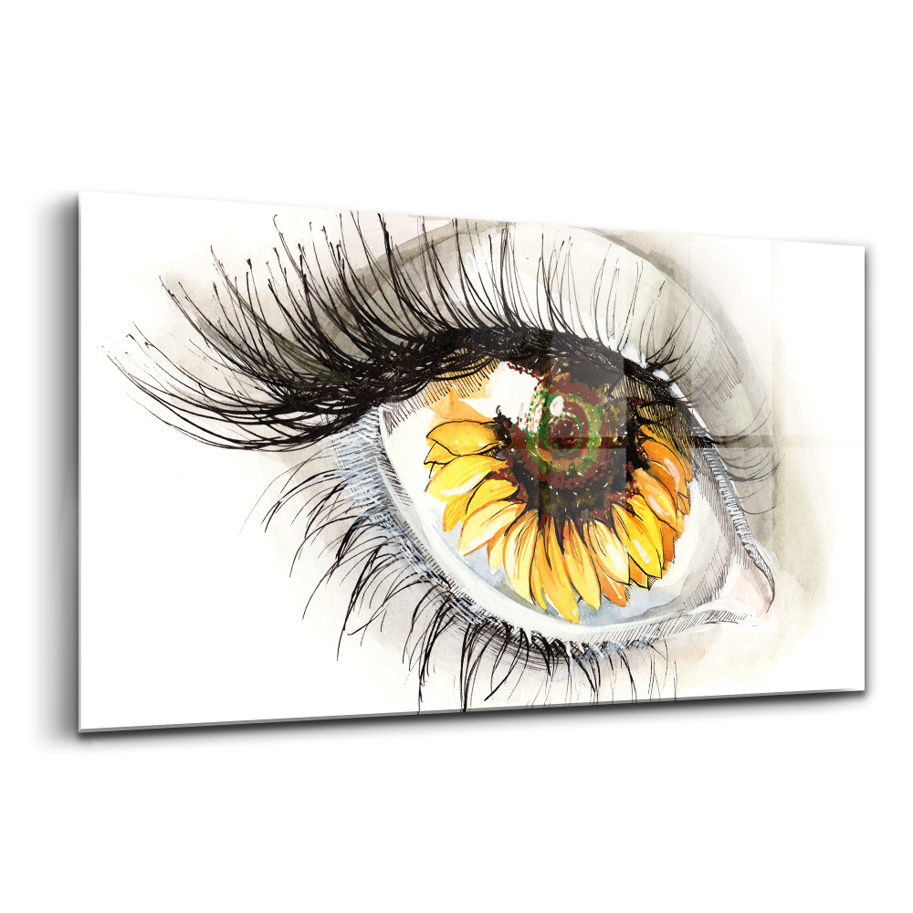 Skleněný obraz na zeď Odraz slunečnice v oku
