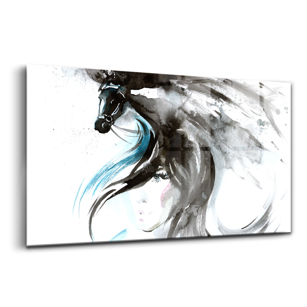 Skleněný obraz Duchovní spojení mezi ženou a koněm