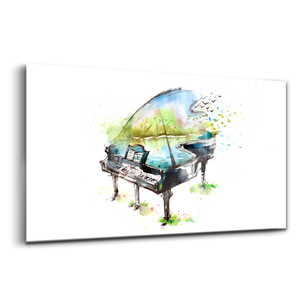 Luxusní skleněný obraz Ilustrace 4 ročních období klavír