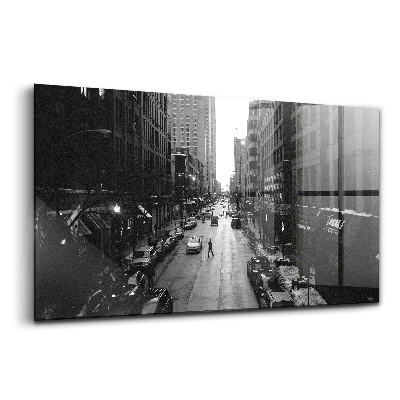 Luxusní skleněný obraz Černobílé ulice Chicaga