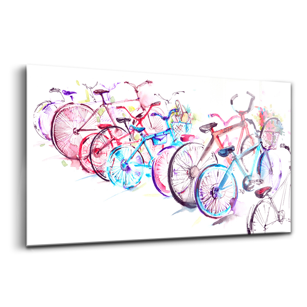 Skleněný obraz na stěnu Barevná městská kola