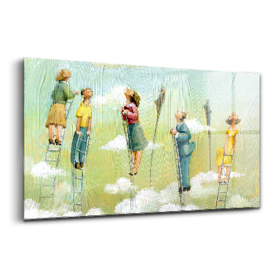 Luxusní skleněný obraz Lidé na žebříku