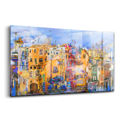 Skleněný obraz na zeď Olejová architektura budov města