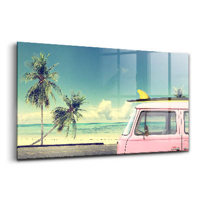 Obraz na skle Auto se surfovacím prknem