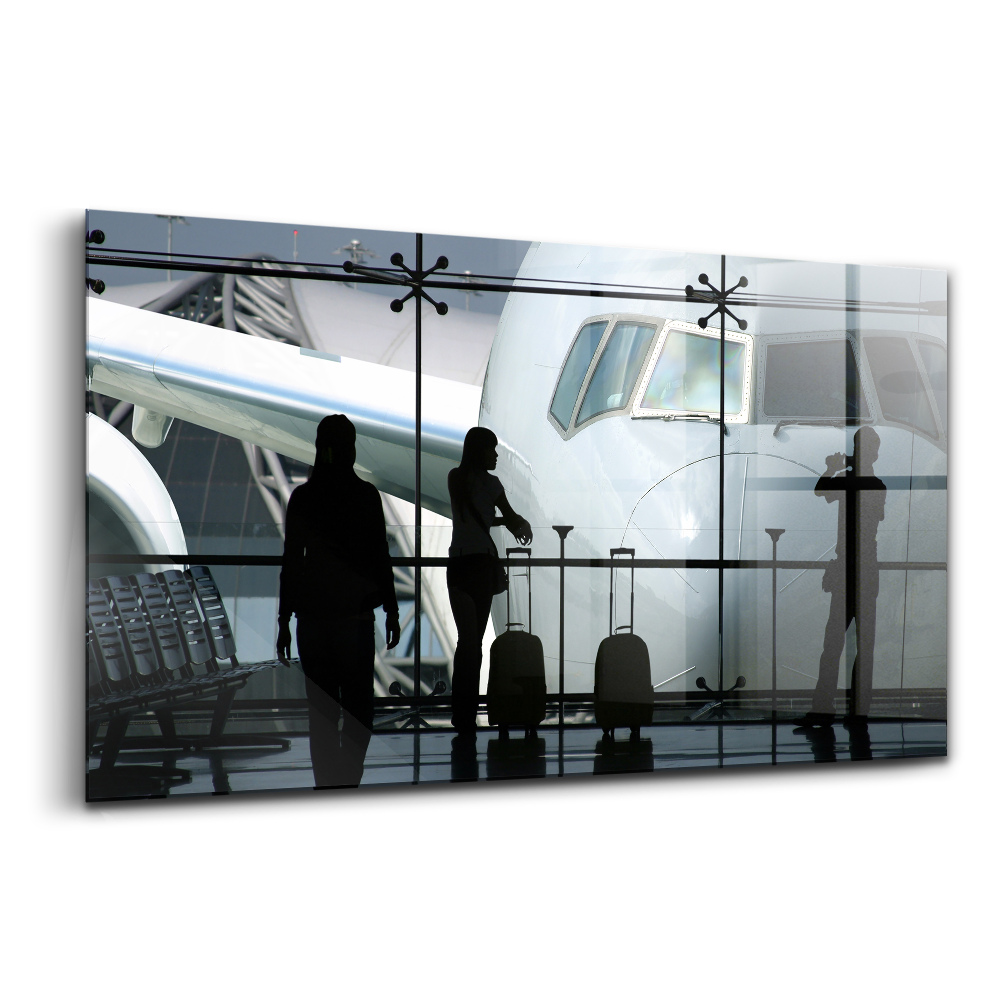 Luxusní skleněný obraz Cestující čekající na letadlo