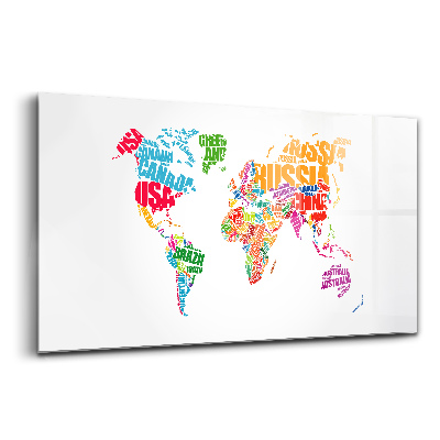Skleněný obraz na zeď Mapa světa