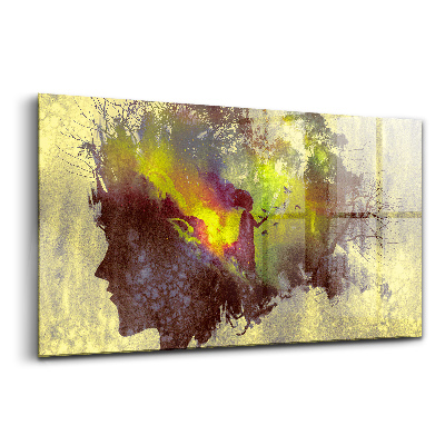 Luxusní skleněný obraz Žena v lese