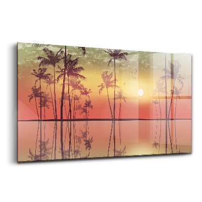 Obraz ze skla Tropické palmy při západu slunce