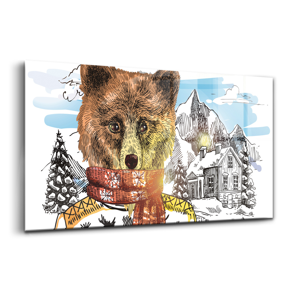 Obraz na skle Medvěd v šále