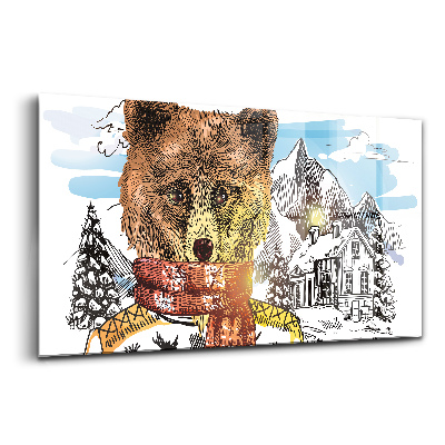 Obraz na skle Medvěd v šále