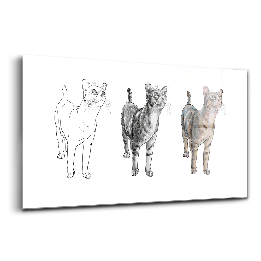Skleněný obraz na stěnu Ilustrace roztomilé zvědavé kočky